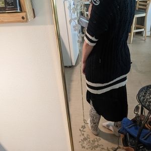 BENETTON Navy Crochet v-neck Short Sleeve  Dress